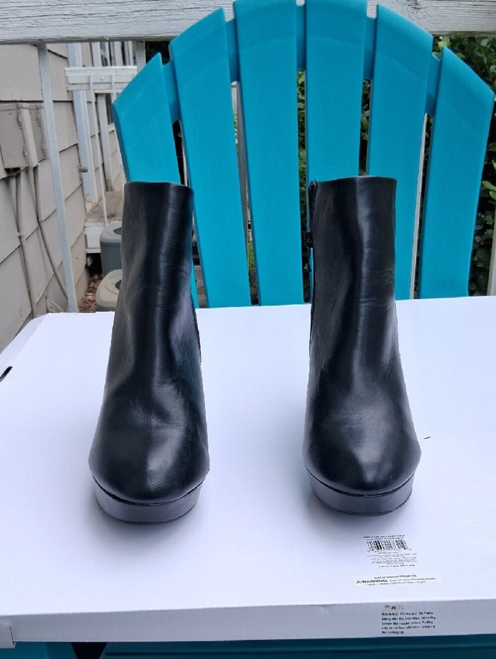 Black Women's High Block Heel Ankle Boots - Picture 4 of 4